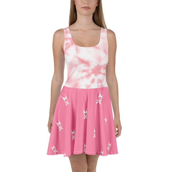 short pink skater dress Katya | Light PINK Sweetheart-Neck Skater Mini Dress